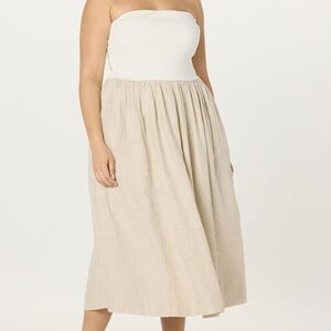 The Drop Strapless Mixed Media White and Natural Dress
